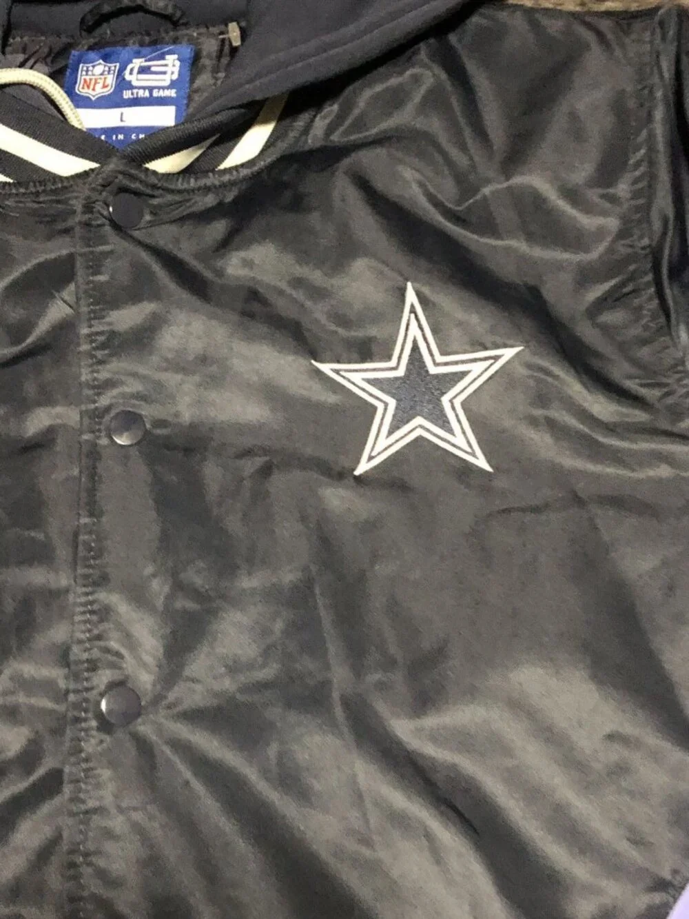 Dallas Cowboys Ultra Game Full Snap Satin Jacket Size Large Brand New BLUE NWT - Picture 3 of 6